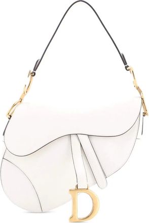 Dior Borsa a spalla Saddle media in pelle - Bianco