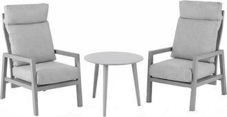 ED&Egrave;N JARD&Iacute; Conjunto de mesa auxiliar redonda y sillas de jard&iacute;n color Gris tierra