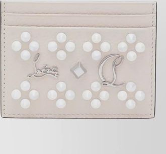 Christian Louboutin kios card holder grained calfskin spikes