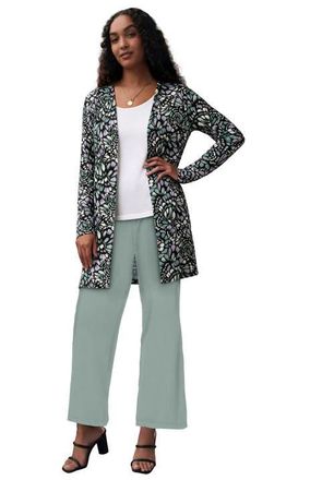 Jessica London Everyday Stretch Knit Open Front Cardigan in Grey Spruce Feather at Nordstrom, Size 32