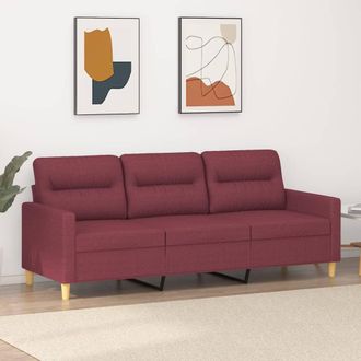 vidaXL Sof&aacute; De 3 Plazas De Tela Rojo Tinto 180 Cm Vidaxl