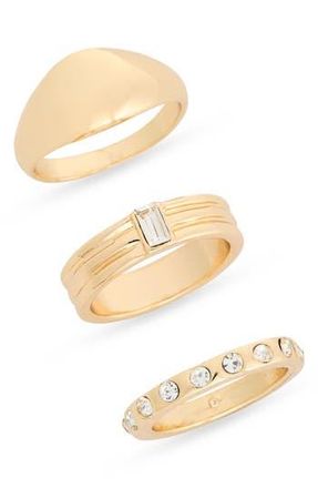 Nordstrom Rack Assorted Set of 3 Rings in Clear- Gold at Nordstrom Rack, Size Medium/large