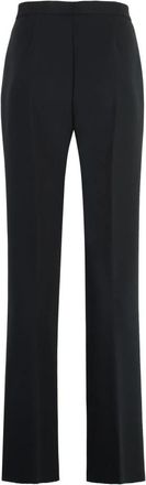 Msgm Tailored Wide-Leg Broek - Dames - Wijde Broeken - Zwart - S - Leer - Broeken