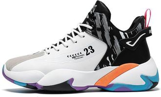 Generic High-top Shock Absorption Basketball Shoes for Men - Comfortable Breathable Outdoor Sports Sneakers for Men Women (White Black,8.5)