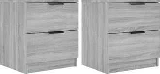vidaXL Mesitas de noche 2 uds madera contrachapada gris Sonoma vidaXL