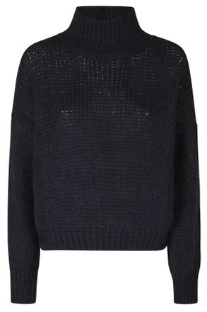 Roberto Collina Navy Blue High-Neck Baby Alpaca-Blend Sweater