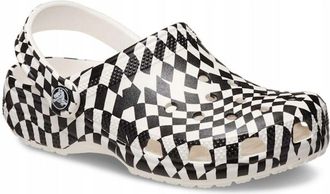OEM Zuecos Crocs Classic Warped Checker Para Ni&ntilde;os 210990 C12eu 2930 Blanco Y Negro