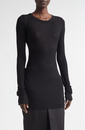 Rick Owens Rib Long Sleeve T-Shirt in Black at Nordstrom, Size 8 Us