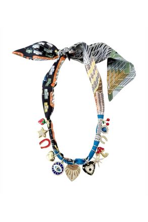 Gemelli Womens Scarf Charm Necklace In Multi-Color