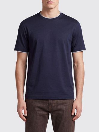 Eleventy T-shirt girocollo in cotone con profili a contrasto