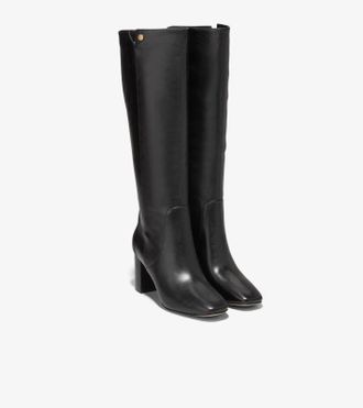 Cole Haan Chrystie M Black Leather Knee High Riding Boots RHS7883