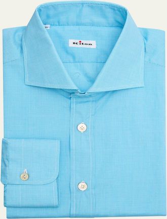 Kiton Mens Micro-Houndstooth Dress Shirt