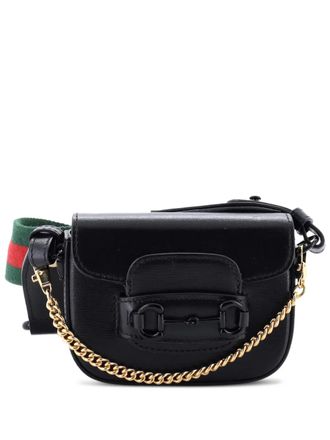 Gucci Horsebit 1955 Flap Wallet with Strap Leather crossbody bag - Nero