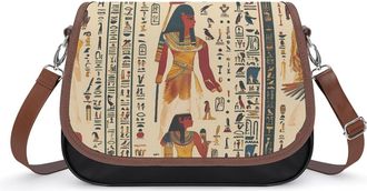 Generic Egyptian Hieroglyphs And Pharaohs Crossbody Bag Womens Handbag PU Message Bags Shoulder Purse with Adjustable Strap