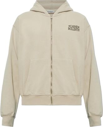 Carne Bollente Hooded Sweatshirt - Heren - Vesten met rits - Beige - XS - Katoen - Hoodies & sweatvesten