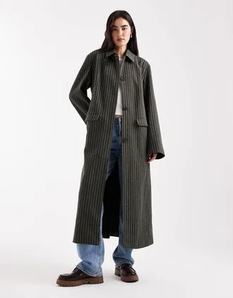 Daisy Street Cappotto taglio lungo sartoriale marrone e blu gessato-Multicolore