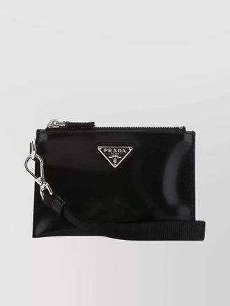 Prada leather zip-up clutch bag