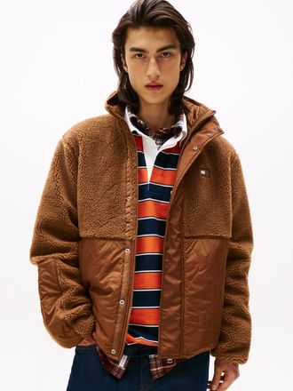 Tommy Jeans Steppjacke TOMMY JEANS TJM ESSENTL MIX TEDDY, Herren, Gr. L, pecan nut, Web, Obermaterial: 100% Polyester. Futter: 100% Polyester. F&uuml;llung: 100% Polye