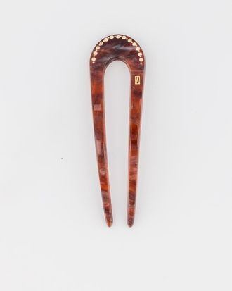 Alexandre de Paris Jaspee Acetate and Strass Hair Pin in Brown at Nordstrom
