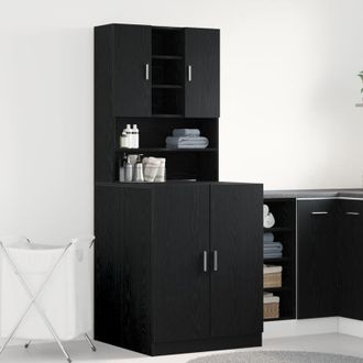 vidaXL Mobile per lavatrice 2 pcs Rovere nero 70.5 x 71.5 x 181.5 cm - Vidaxl