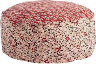 BIZZOTTO Red Lorient pouf with leaf flower d65x25