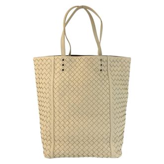 Bottega Veneta Ivory Leather Handbag Tote Bag (Pre-Owned)