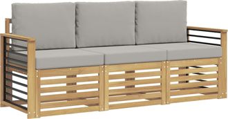 vidaXL Juegos De Sof&aacute;s 3 Uds. Blanco Y Gris Claro Polyester Vidaxl