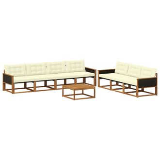 vidaXL Conjunto De Sof&aacute;s De Exterior Con Coj&iacute;n 8 Pcs Natural Y Crema Vidaxl