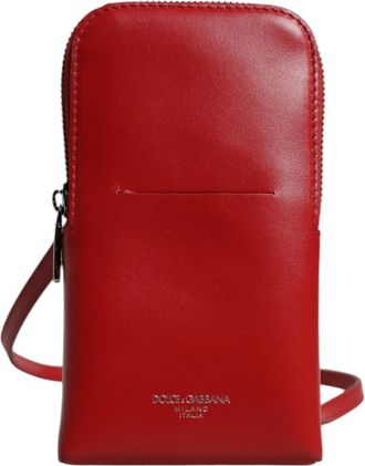 Dolce & Gabbana Neck Strap Bag - unisex - Telefoonaccessoires - Rood - ONE Size - Leer - Accessoires