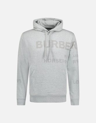 Burberry Mens Burberry Farley Logo Print Hooded Sweatshirt Grey - Size: 42