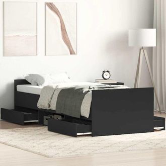 vidaXL Estructura De Cama Con Cabecero Piecero Negro 90x200 Cm Vidaxl