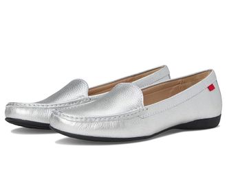 Marc Joseph New York Lake Road Loafers Womens Flat Shoes Silver Tumbled : 9.5 M, Leather