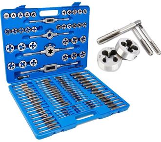OEM Juego De Machos Y Terrajas, 110 Piezas, Tama&ntilde;os M&eacute;tricos M2-m18, Material De Acero Aleado, Tratado T&eacute;rmicamente Para Mayor Dureza, Incluye Un Estuche 
