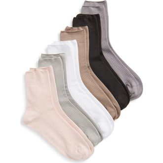 Muk Luks Assorted 6-Pack Crew Socks in Neutral Pack at Nordstrom