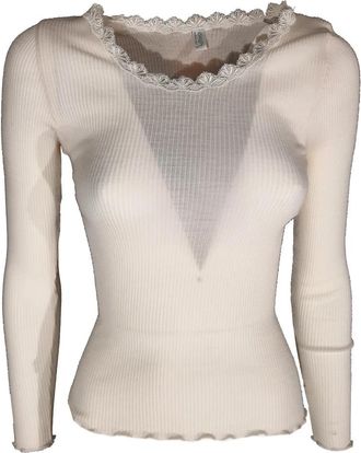 Lisanza Maglia Manica Lunga Con Pizzo - Dames - Ronde hals truien - Beige - 2XL - Truien & Vesten
