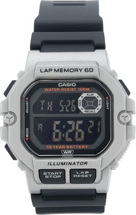 Casio Stylish Quartz Movement 47.2*44.5*13.4mm Resin Strap Watch Black Silver Unisex Mens WS-1400H-1BVD