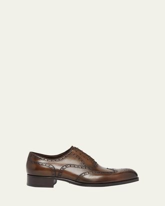 Tom Ford Mens Edgar Leather Wingtip Brogue Derby Shoes