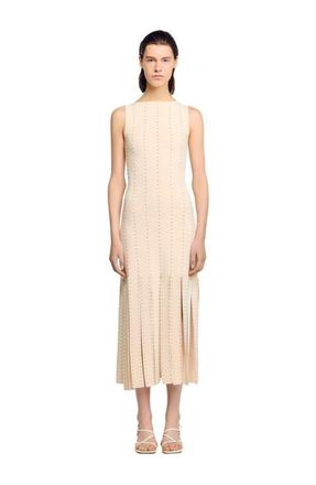 Sandro Fringed knit maxi dress in Ecru at Nordstrom, Size 38 Eu