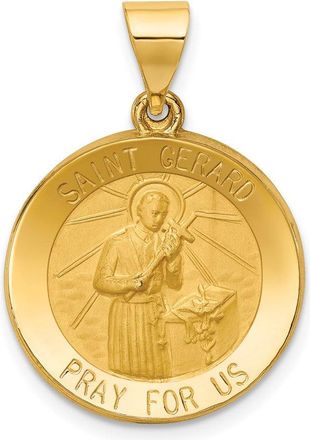 Diamond2Deal 14k Yellow Gold Polished and Satin St Gerard Medal Hollow Pendant