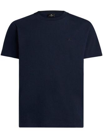 Etro logo-embroidered cotton T-shirt - Blue