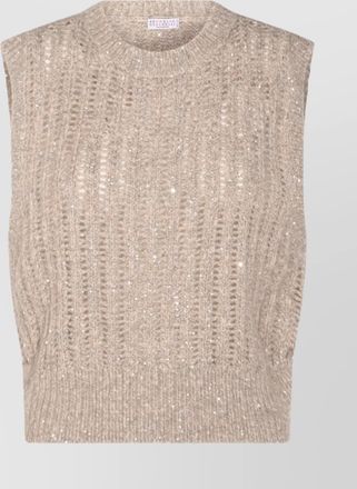 Brunello Cucinelli cashmere blend sequin embellished crewneck knitwear