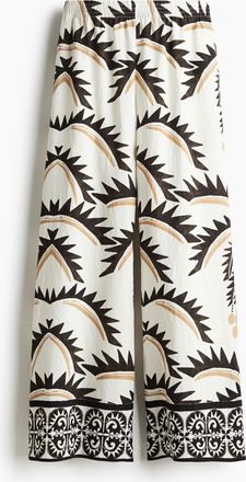 H&M Weite Schlupfhose - Weiss/Gemustert