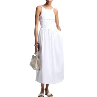 Emporio Armani Womens Cotton Pleated Midi Dress In Optical White