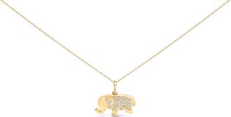 House of Brilliance 10K Yellow Gold 1/5 Cttw Diamond Elephant Pendant Necklace