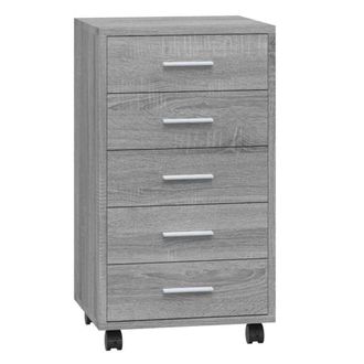 vidaXL Cajonera Con Ruedas Madera Contrachapada Gris Sonoma Vidaxl