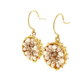 Esin Akan Dance of Stamens Earring Midi, Gold plated hollow bezel with fresh water baby pearls at Nordstrom