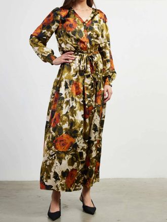 Skies Are Blue Clothing Floral Warm Tone Midi Dress In Multicolor