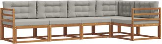vidaXL Conjunto De Sof&aacute;s De Exterior 5 Uds. Natural Y Gris Claro Vidaxl