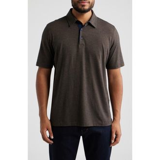 Johnston & Murphy Fine Stripe Polo in Brown/Navy at Nordstrom, Size Xxx-Large