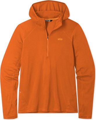 Stio | Mens Trax Power Grid Half Zip Hoodie, Size Extra Large in Bonfire